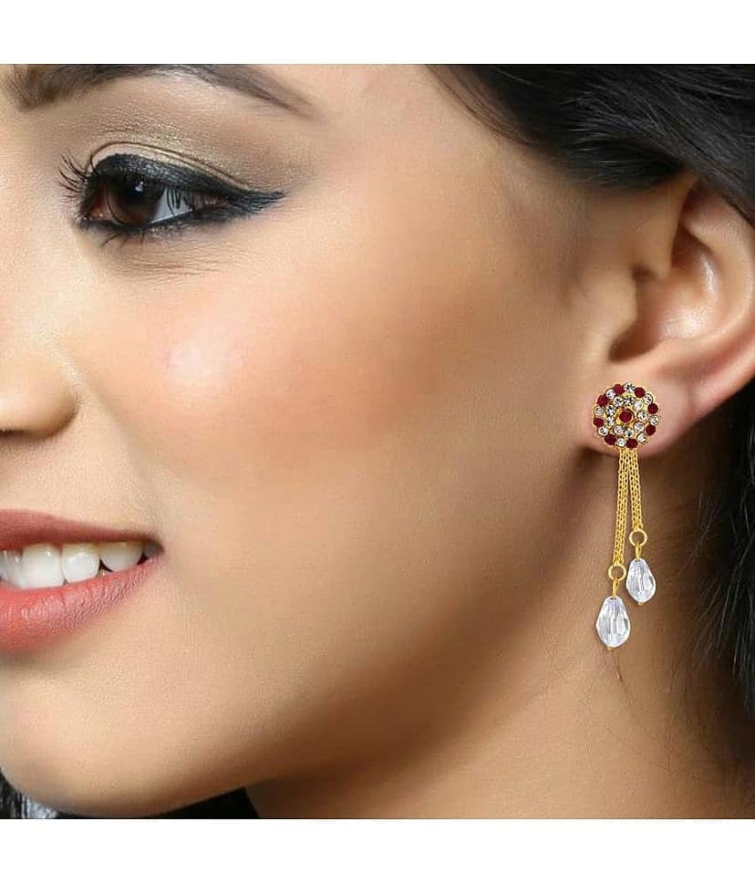 VIVASTRI Golden Drop Earrings ( Pack of 2 )