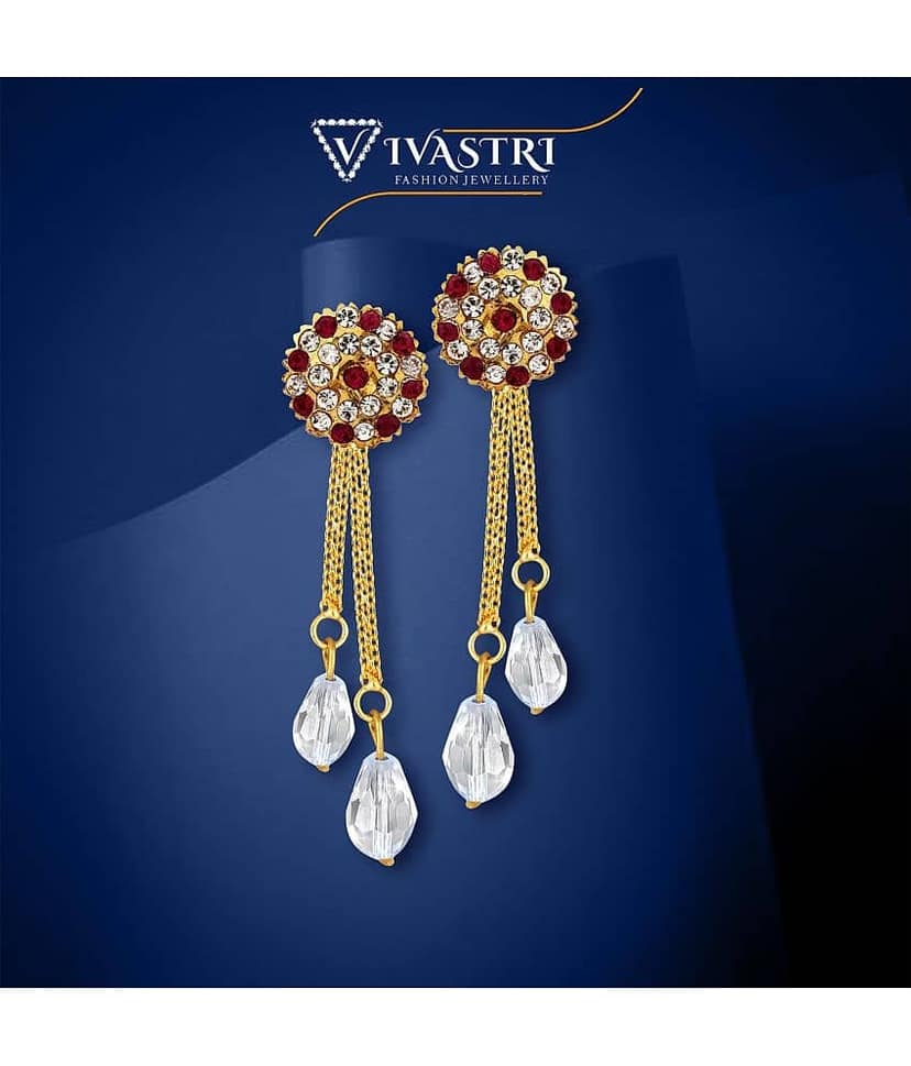 VIVASTRI Golden Drop Earrings ( Pack of 2 ) view 2