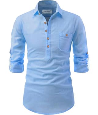 Vida Loca Sky Blue Cotton Blend Men's Shirt Style Kurta ( Pack of 1 )