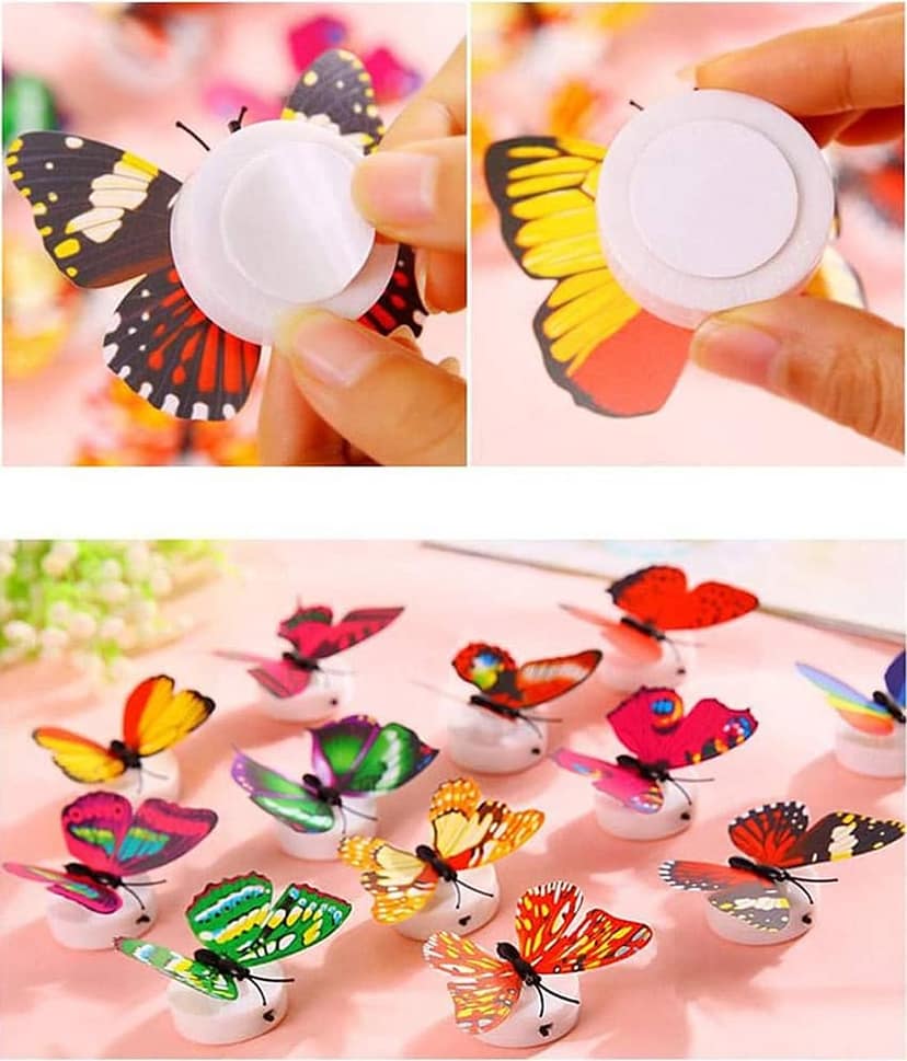 8 PCS 3D BUTTERFLY LED NIGHT LAMP COLOURFULL WALL LIGHT FOR BEDROOM ,LIVING ROOM ,KIDS ROOM &LOBBY ROOM DECOR ,BATTERY OPERATED DECORATIVE NIGHT LAMP view 2