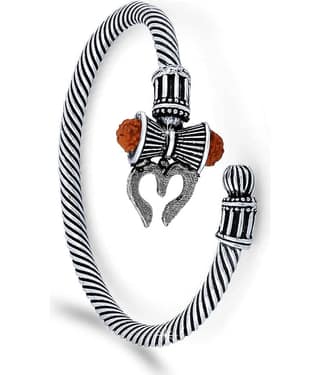 Adjustable Trishul Damroo Rudraksha Bahubali Kada Bracelet Mahakal For Men Boys Girls