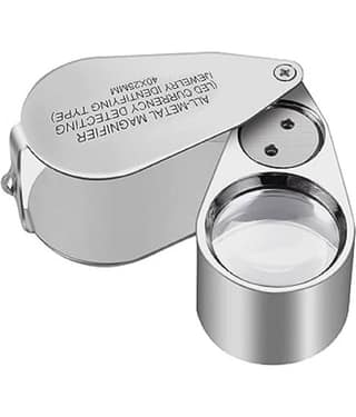 40X Jewelers Loupe Magnifier Magnifying Glasses, LED/UV Illuminated Jewelry Loop Pocket Folding Magnifying Glass with Metal Construction for Close Work, Gardening, Kids, Stamp, Rock Collecting