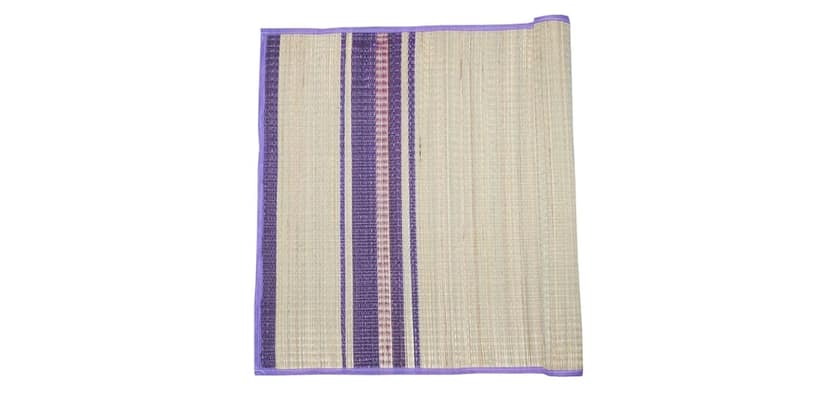 Handwoven Seagrass Floor Mat with Purple Border - Eco-Friendly and Durable Natural Fiber Rug for Living Room, Bedroom, and Kitchen