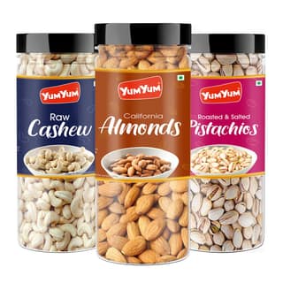 YUM YUM Almonds Cashews Pista Mix Nuts Dry Fruits Combo Offer - 3 x 150g