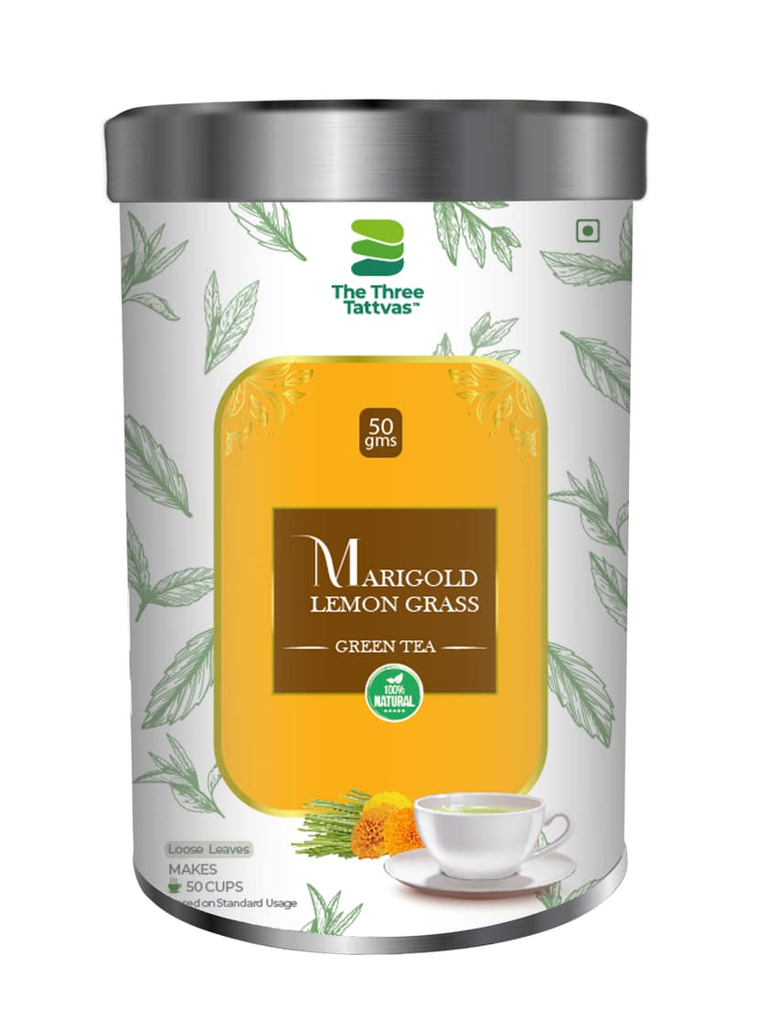 The Three Tattvas Marigold Lemon Grass Green Tea 50gms