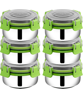 BOWLMAN Smart Clip Lock Steel Green Food Container ( Set of 6 )