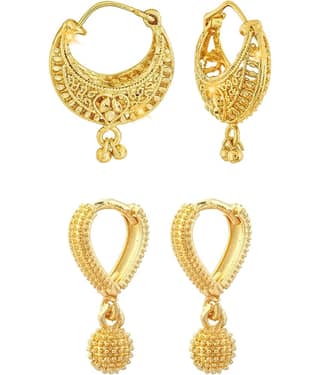 VIVASTRI Golden Chandbalis Earrings ( Pack of 2 )