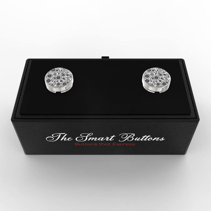 The Smart Buttons - Shirt Button Cover Cufflinks for Men - Paisley Teardrop Design Pattern view 3