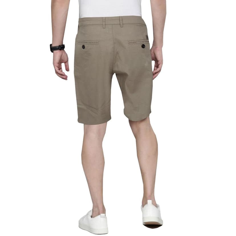 Cotton Light Brown Solid Shorts view 5