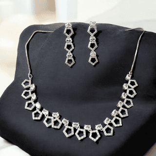 Gold and Blue Diamond Cut Charming Necklace Set for girls