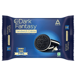 Sunfeast Dark Fantasy Sandwich Creme Biscuits - Vanilla Flavoured Creme, 249 g