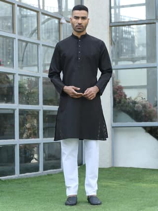 Cotton blend Woven self Desing Kurta Pyjama Set