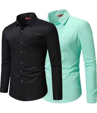 Yugnik Cotton Blend Slim Fit Full Sleeves Men's Formal Shirt - Navy Blue ( Pack of 2 )