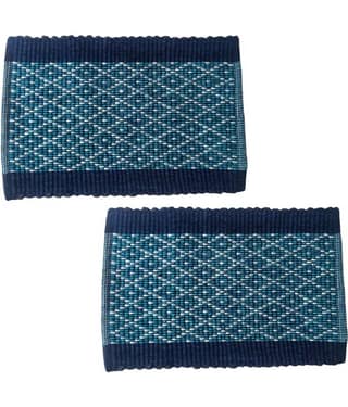 UrbanArts - Regular Polycotton Door Mat ( 60 X 40 cm ) Set of 2 - Blue