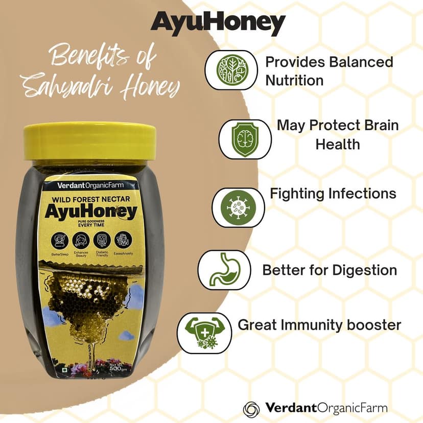 Ayu Honey' Wild Sahyadri Forest Natural Honey| Fresh clean processed & Original Honey| No Additives Or Preservatives| 100% Pure view 3