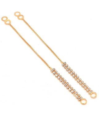 Jewar Mandi - Golden Ear Chain Earrings ( Pack of 1 )