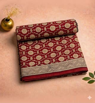 Bagh Hand Block Printed Cotton Saree – Traditional Natural Dye Drape