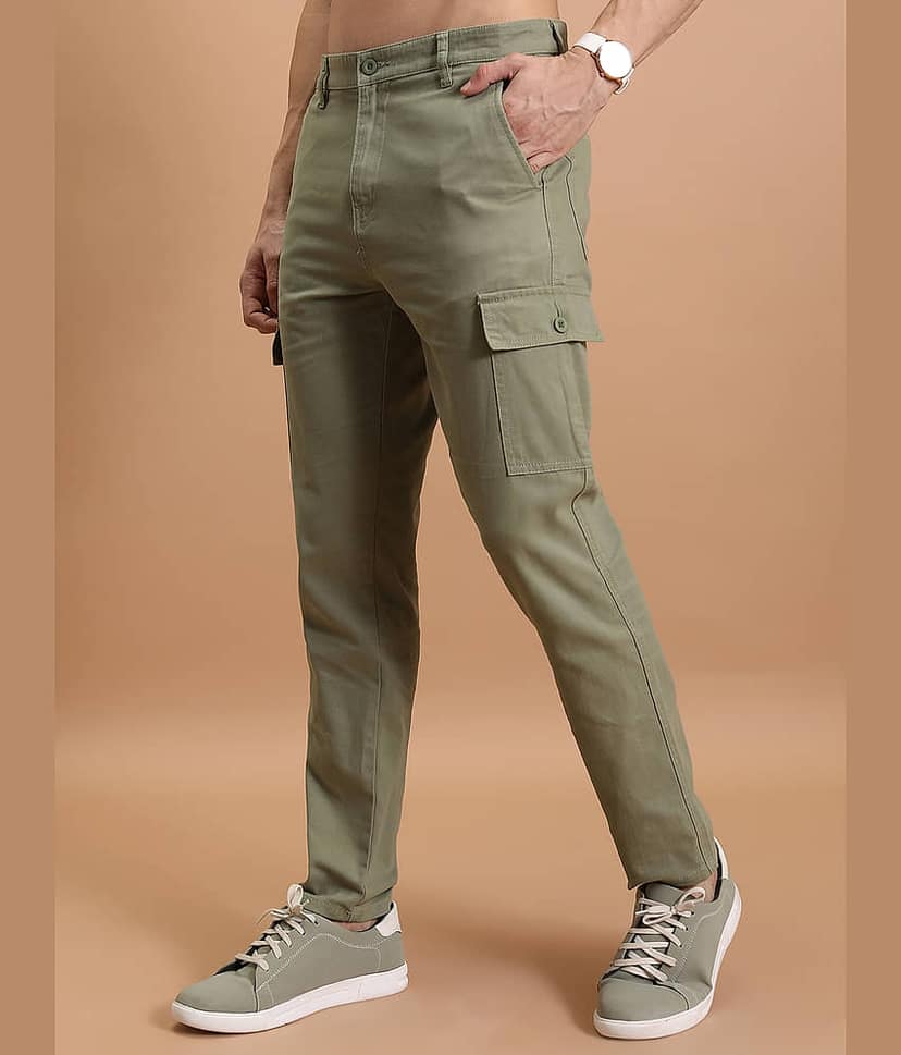 Highlander Regular Flat Men's Cargos - Olive ( Pack of 1 ) view 4
