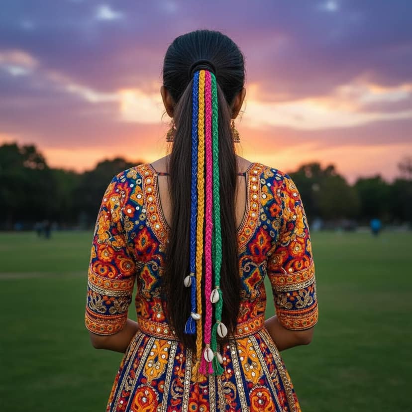 Art Tales Diwali Look 4 long Hair Braids with Rubber Bands Girl and Women, Hair Accessory for Everyday Style and Rainbow Color Braids Extensions Hair Color | Boho Chic Style (Multicolour) view 2