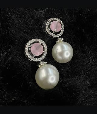 AKLINA Pink Danglers Earrings ( Pack of 1 )