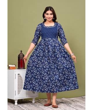 Nevisha Style Blue Cotton Maternity Kurta Single