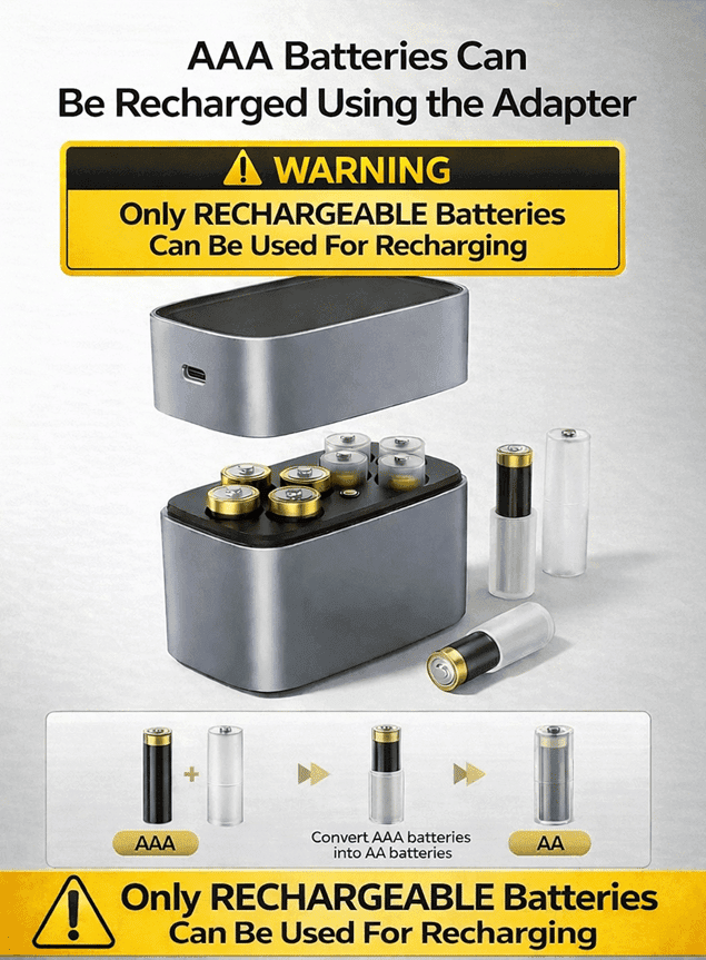 AAA to AA Battery Converter Adapter Sleeves – Converts AAA Batteries to AA Size | Reusable Battery Holders for Remote, Toys, Clock & More (Pack of 4) view 5