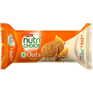 Britannia Nutrichoice Oats Cookies - Orange With Almonds, Healthy Snack, Fibre Enriched, 75 G