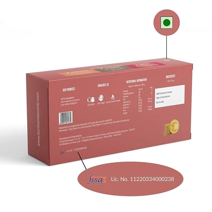 Bonhomia English Breakfast - Awakening & Energizing Tea Nespresso Compatible Pods - Honey, 10 Tea Capsules view 2