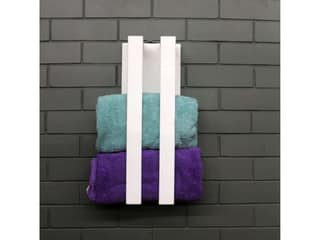 BARISH-Towel Holder | Wall Mount Towel Holder Organiser | Handcrafted with Rubberwood | Superior Finish & Unique Contemporary Design | 13 x 20 x 53CM - White
