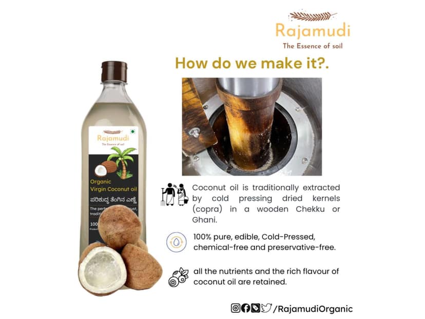 Rajamudi Organics Cold pressed Coconut Virgin Oil - 500 Millilitre view 2