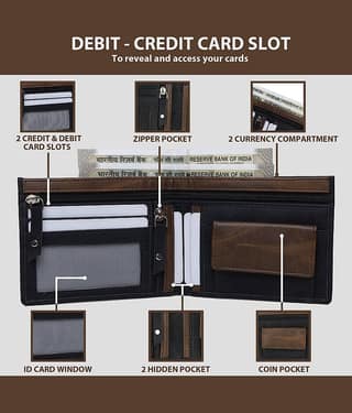 HRFSTAR PU Solid Men's Money Clipper With 4 Slots For Card ( Brown , Pack of 1 )