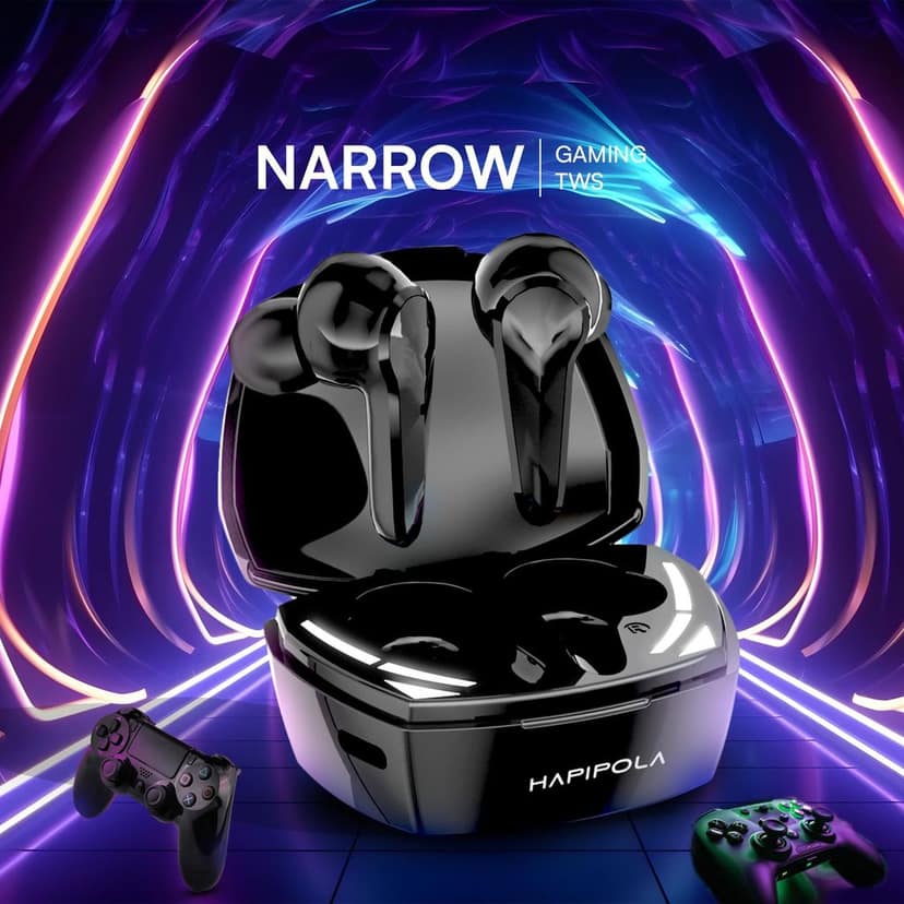 HAPIPOLA Narrow Immersive Audio | Bluetooth v5.2 10mm Driver | 100 Hours Stand-by | White Light 23 Hours Combined Playback | Touch Control Type C Interface | Good Bass view 2