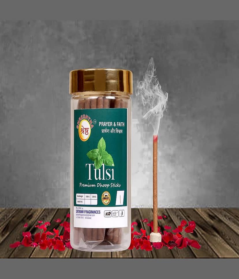 SHRESHTHA Incense Dhoop Sticks Tulsi,Rajnigandha,Woods 300 gm ( Pack of 3 ) view 2