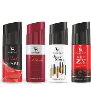 Ramsons Cool Spark, La Opale, Once more & Red ZX Body Spray for Unisex 160 ml ( Pack of 4 )