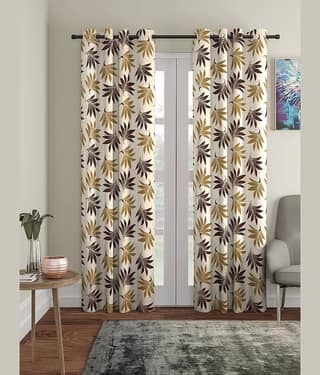 Cortina - Nature Printed Room Darkening Eyelet Curtain-9 Ft-pack of 2