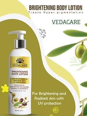 Vedacare Brightening Body Lotion 200 ml - With Niacinamide, Olive Oil, Shea butter, Vitamin C & Chamomile - for Fairness, brightening, moisturizing, Sun protection, Hyperpigmentation view 2