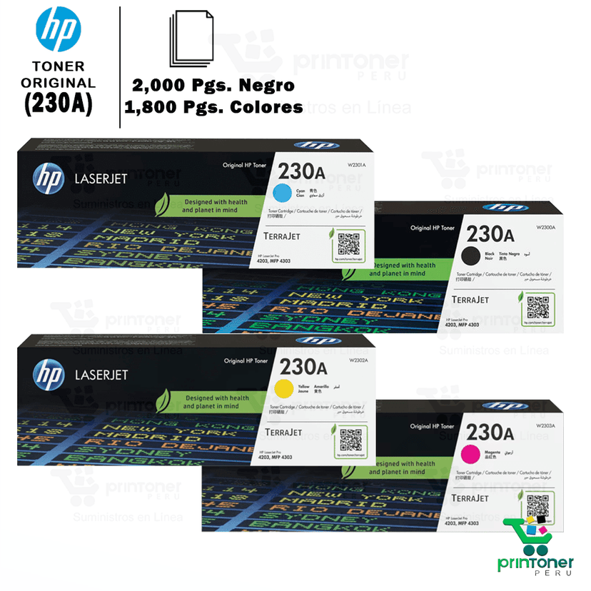 HP 230A CMYK Toner Cartridge Pack Of 4 Compatible with HP Color LaserJet Pro 4203dn, 4203dw, 4303dw & 4303fdw view 5