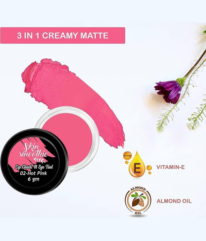 SKIN SMOOTHIE Lip,Cheek & Eye Tint, With Goodness of Vitamin E, Hot Pink, 6 gm, (Pack of 1)