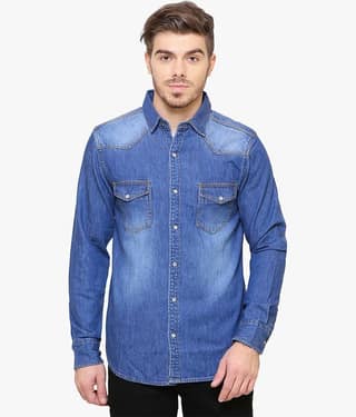 Kuons Avenue - Blue Denim Slim Fit Men's Casual Shirt ( Pack of 1 )