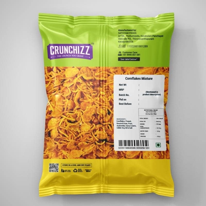 CRUNCHIZZ - CORNFLAKES MIXTURE/NAMKEEN I Spicy, Crunchy, Authentic I Traditional Kerala Preparation I No Artificial Additives or Preservatives I Perfect Tea-Time Bites I 200 Grams I Pack of One view 3
