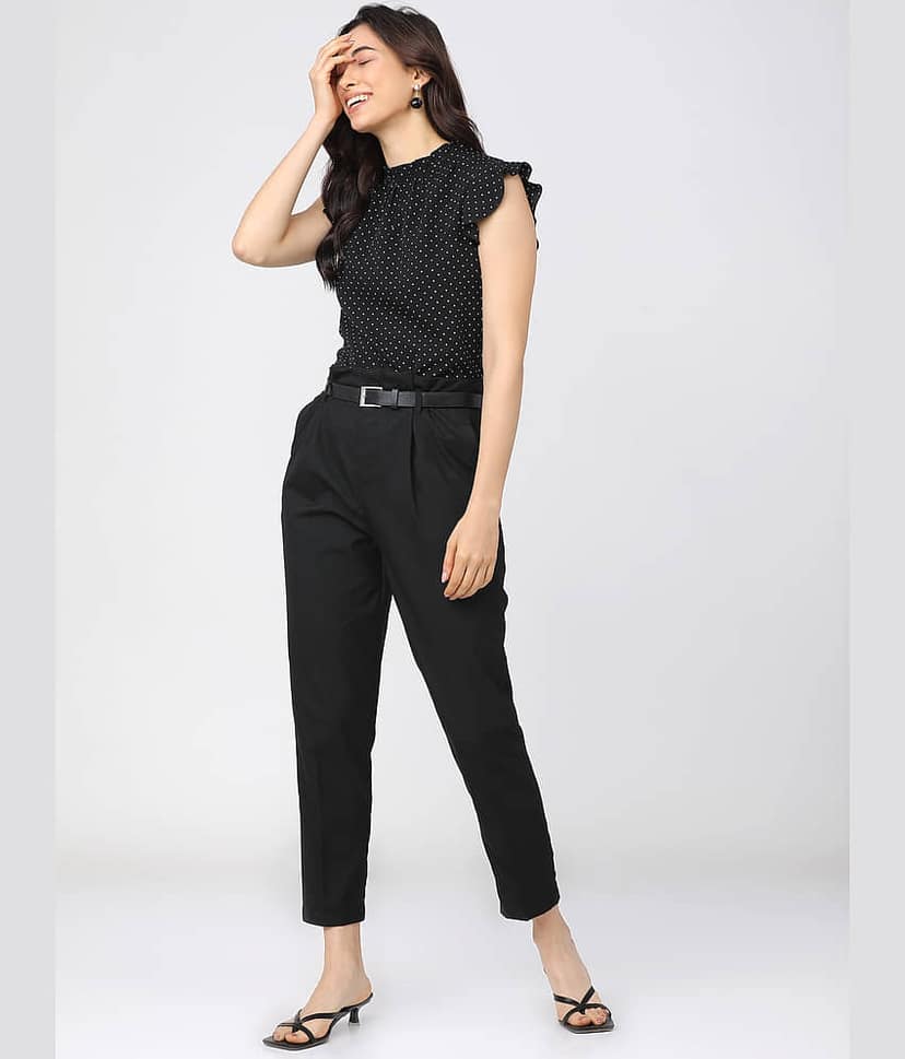 Tokyo Talkies Women Polyester Formal Trousers ( Black ) view 6