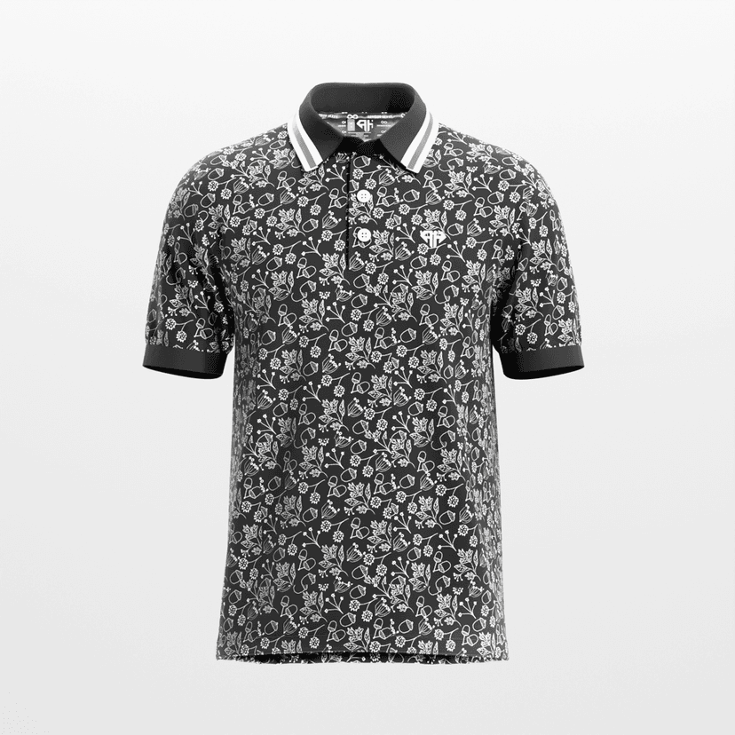 AH Black Botanical Haze Golf Polo view 2