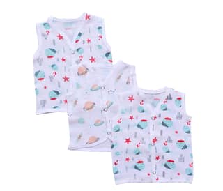 The Baby First Box Organic Bamboo Muslin Cotton Jhabla I Front Open I 0-3 Months- Pack of 3 Unisex (Multicolor)