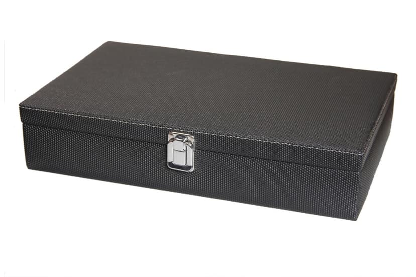 Sukeshcraft 12 Slot Premium Watch Box for Men, Grain pu with Grey Velvet Interior, Lockable Watch Organizer Case view 2