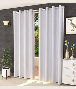 Kraftiq Homes Solid Semi-Transparent Eyelet Curtain 5 ft ( Pack of 2 ) - White