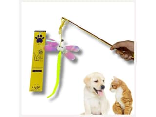 A+a Pets' Cat Wand Teaser Interactive Toy with Feather Tail Play Toy for Cats, Puppies, and Small Animals - Caterpillar