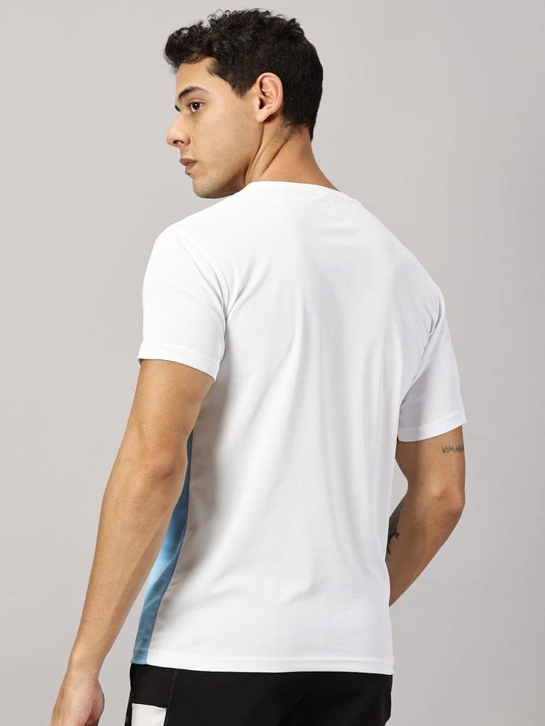 Polyester White & SkyBlue Round Neck view 3
