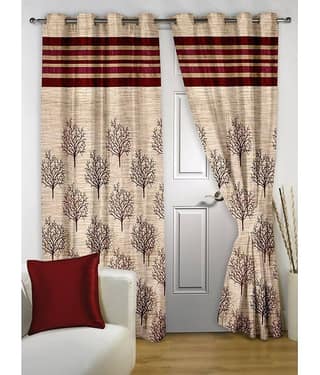 Homefab India Set of 2 Window Eyelet Curtains Jute Multi Color