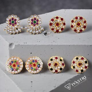 Vivastri Premium Gold Plated Alloy Stud Earrings Combo for Women & Girls Pack of 4
