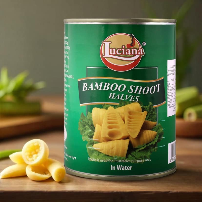 Luciana Bamboo Shoot Halves in Water | Canned Bamboo Shoots | Ready-to-Cook Bamboo Shoots | Convenient Asian Vegetable Ingredient view 3